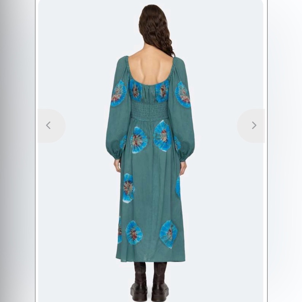 Sea NY Lourdes Long Sleeve Tie Dye Cotton Maxi Coachella Festival Dress Green 00 - Picture 3 of 6